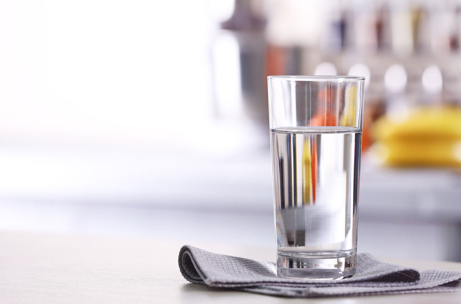 glass of water on a table