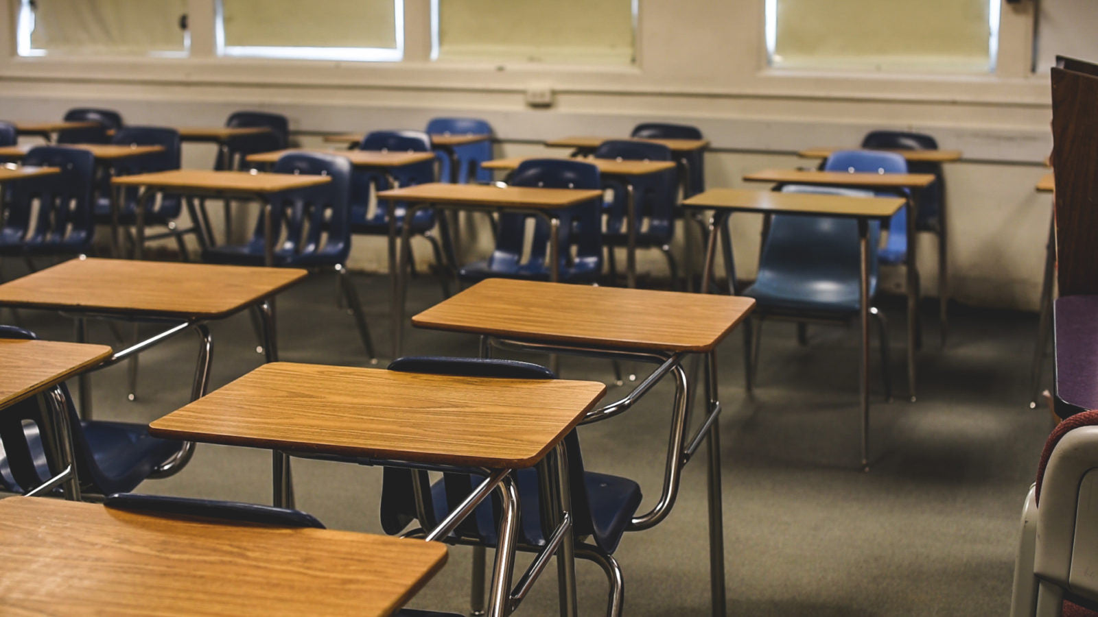 Classroom with empty desks