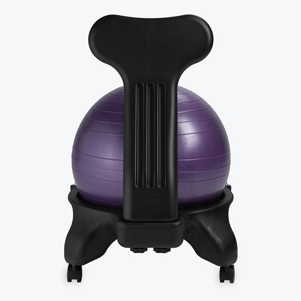 Classic Balance Ball Chair with a Purple Ball and Black Frame