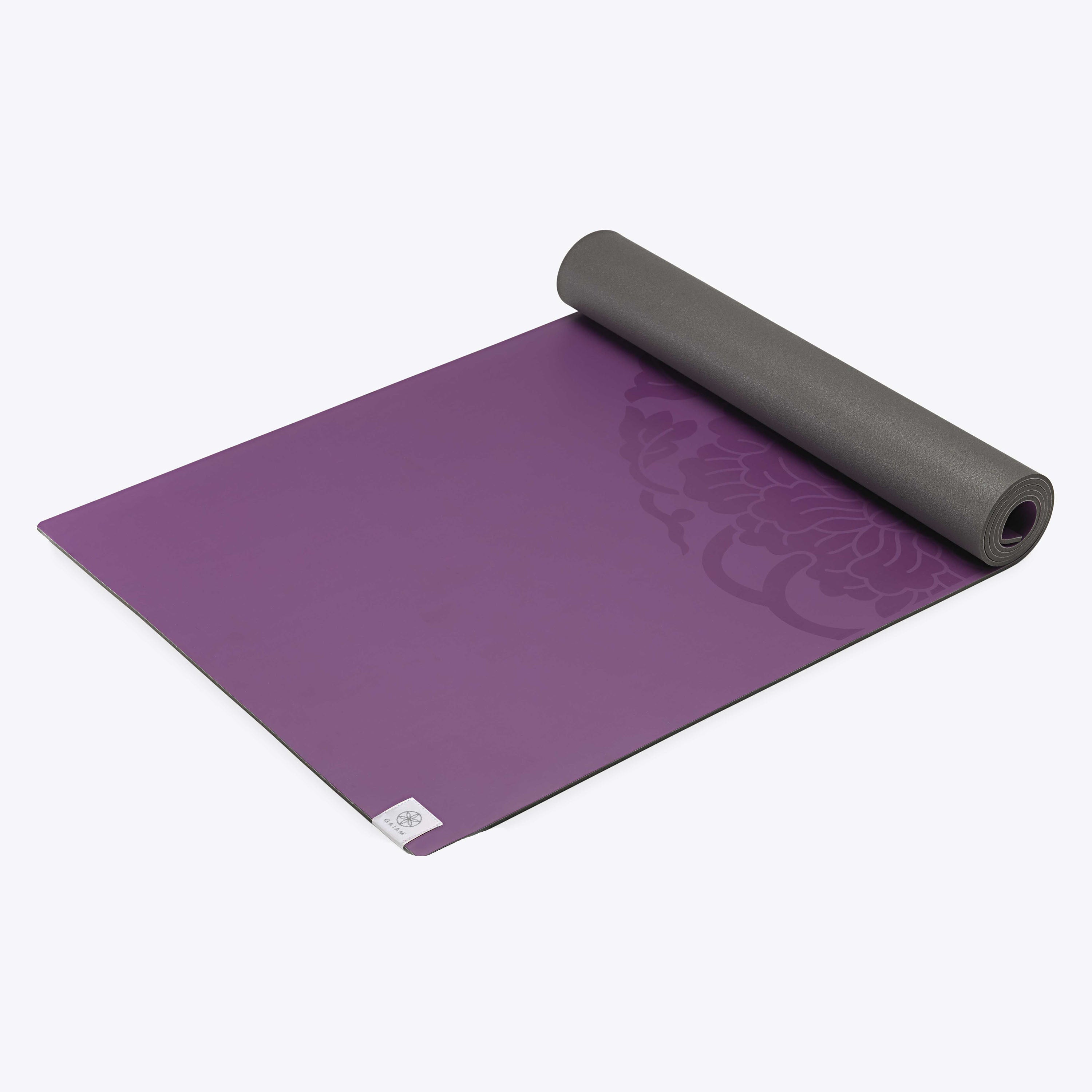 Performance Dry-Grip Yoga Mat (5mm) purple side top rolled