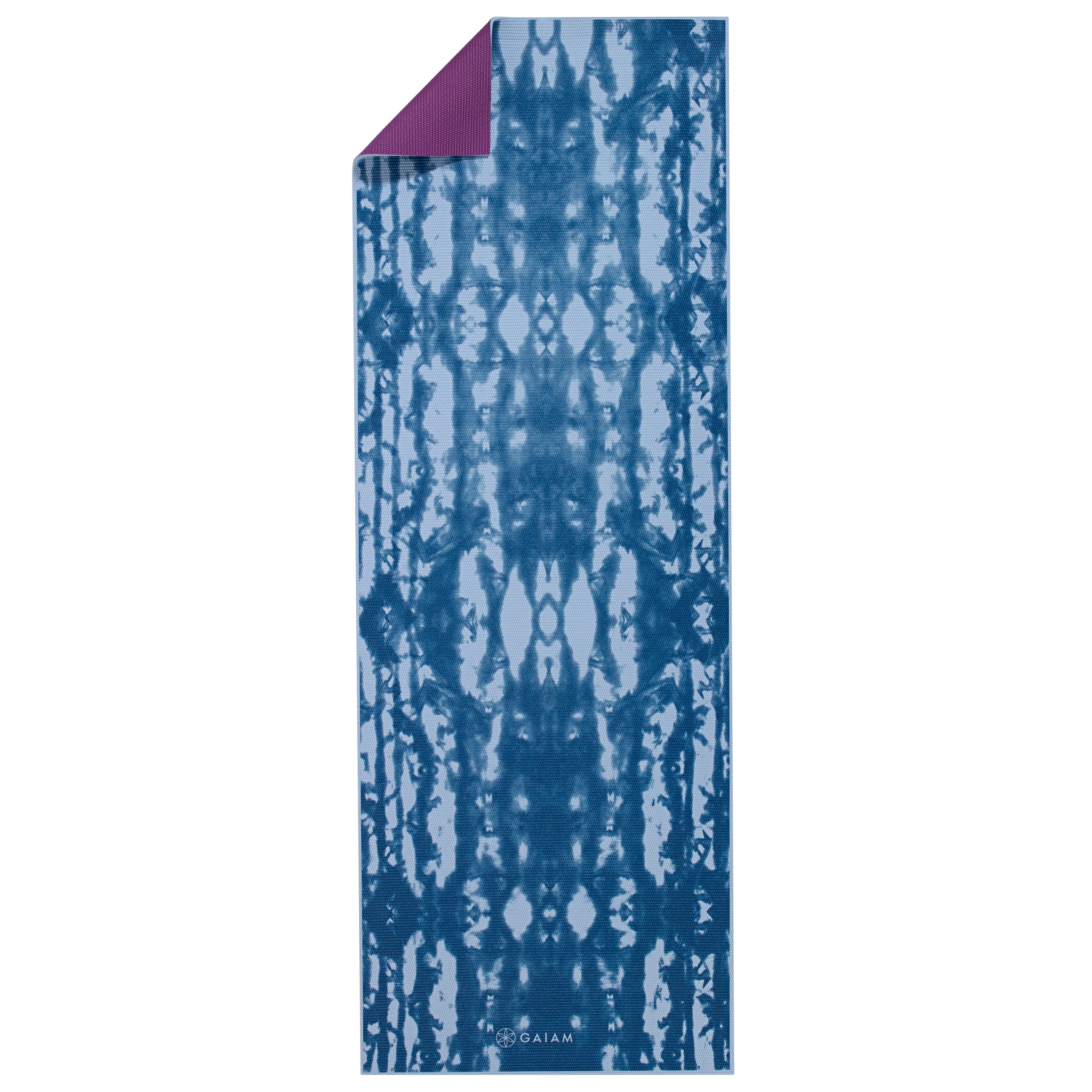 Reversible Purple Lotus Yoga Mat (6mm) tie-dye side flat