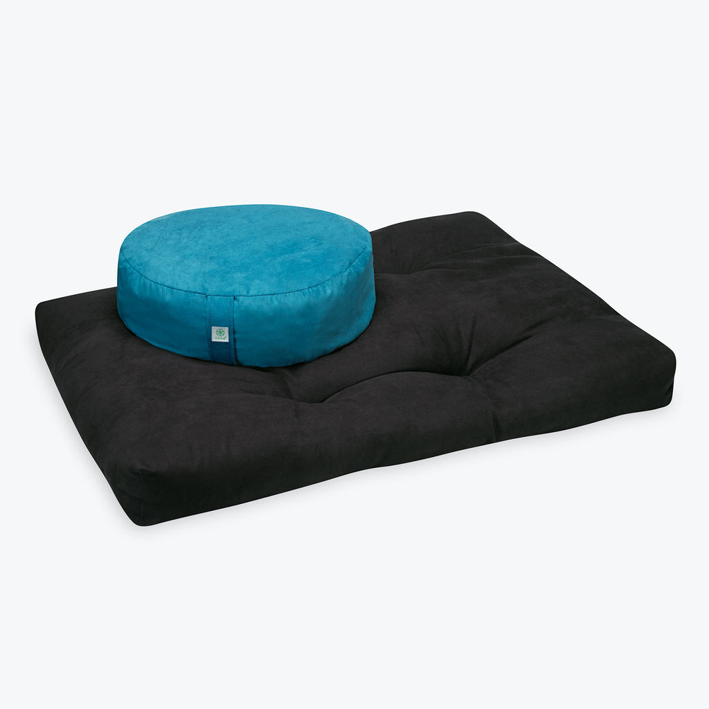 Black Zabuton Floor Cushion with Teal Zafu