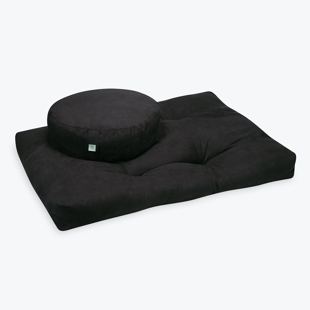 Black Zabuton Floor Cushion with Black Zafu