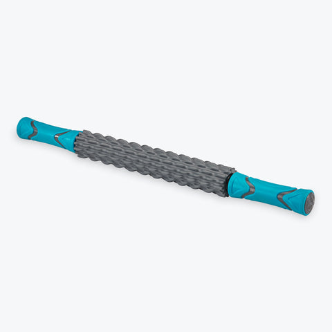 Deep tissue massage roller in grey and blue