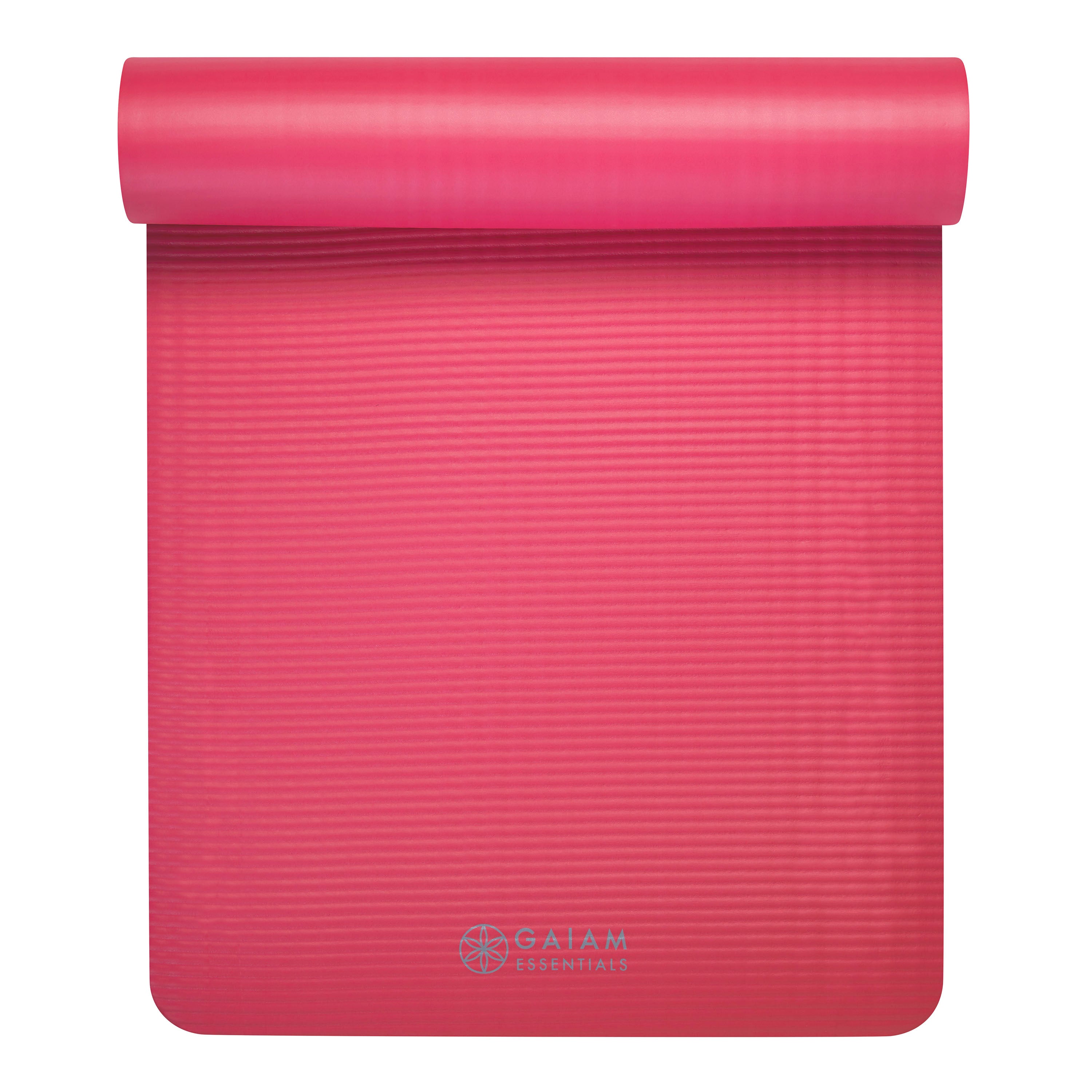 Gaiam Essentials Fitness Mat & Sling (10mm) Pink top rolled