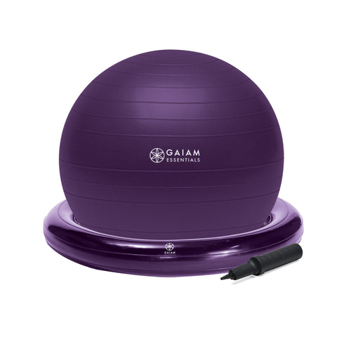 Gaiam Essentials Balance Ball & Base Kit Purple