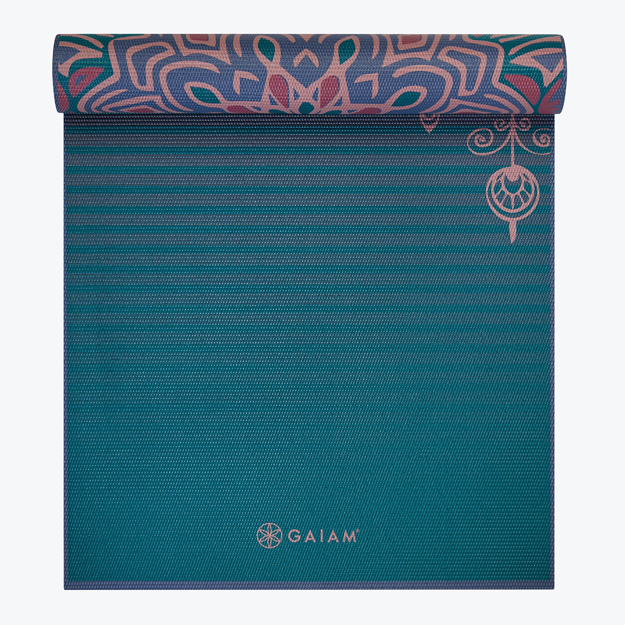 Premium Reversible Jade Salutation Yoga Mat blue side