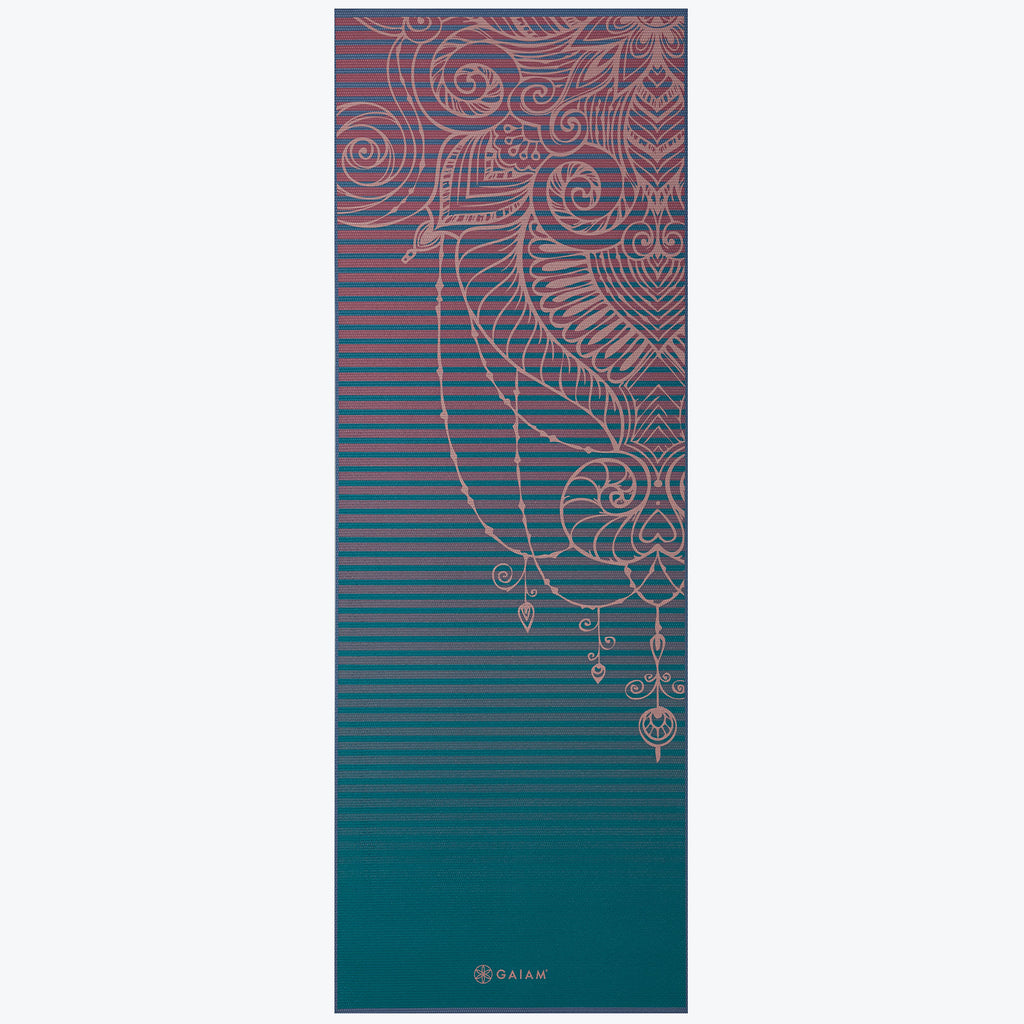 Premium Reversible Jade Salutation Yoga Mat rolled out
