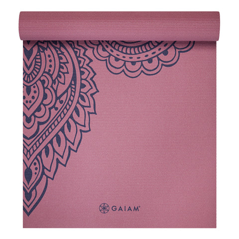 Gaiam Paisley Tropical Yoga Mat (5mm) top rolled