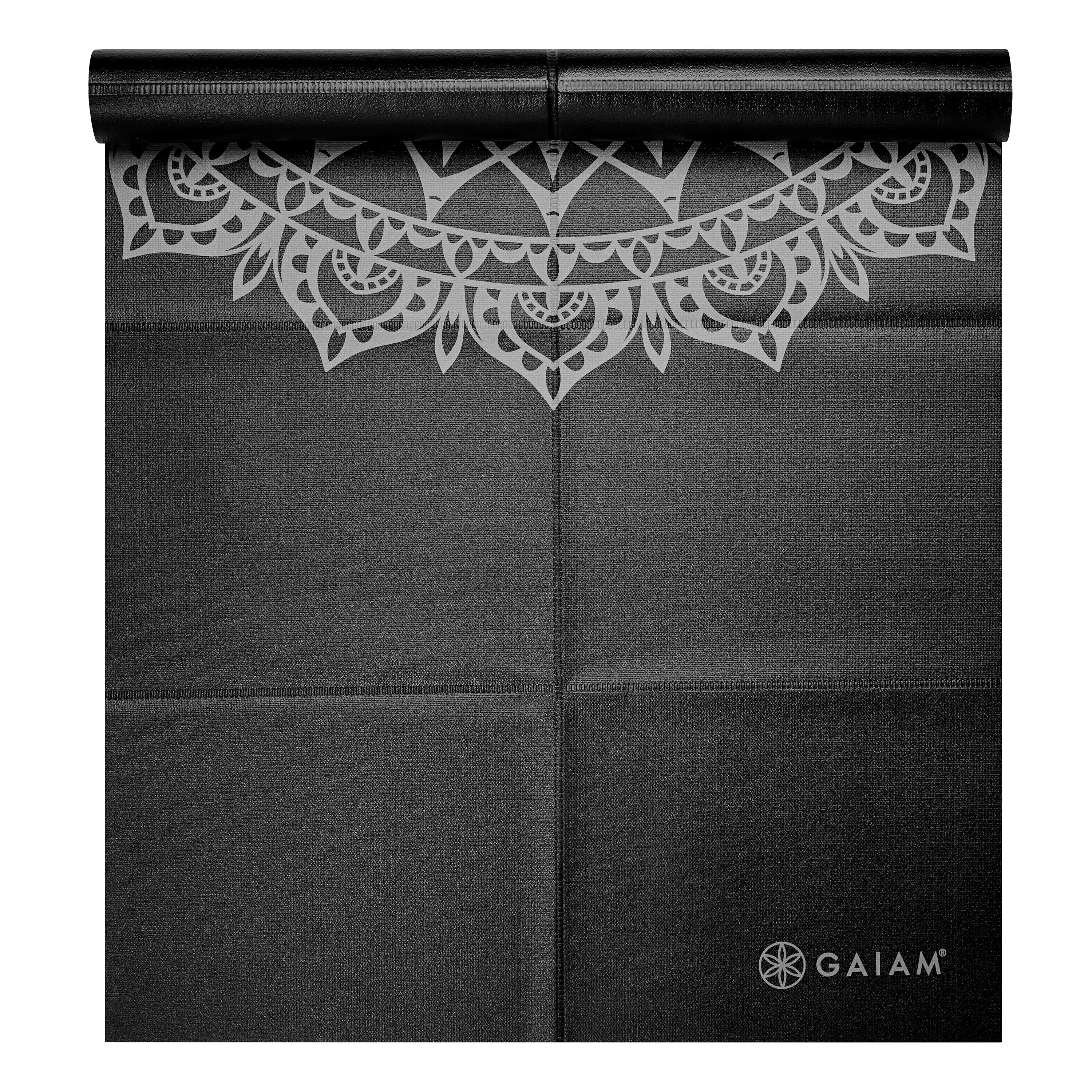 Gaiam Midnight Marrakesh Foldable Yoga Mat (2mm) top rolled