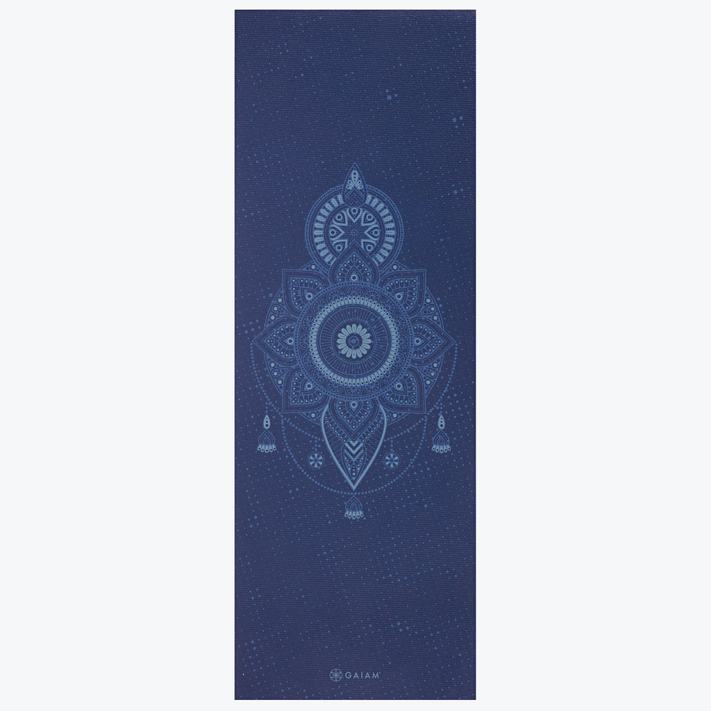celestial blue yoga mat rolled out