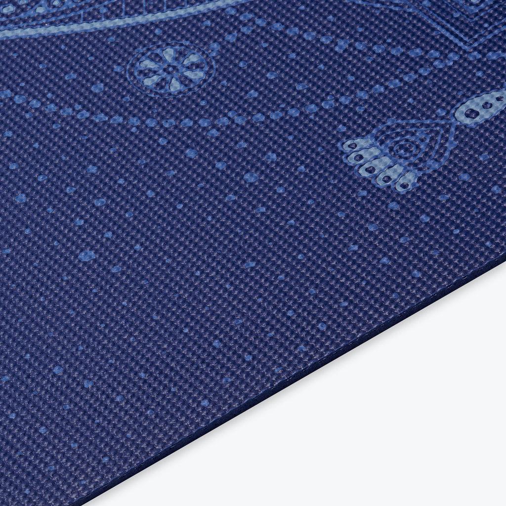 celestial blue yoga mat close up pattern