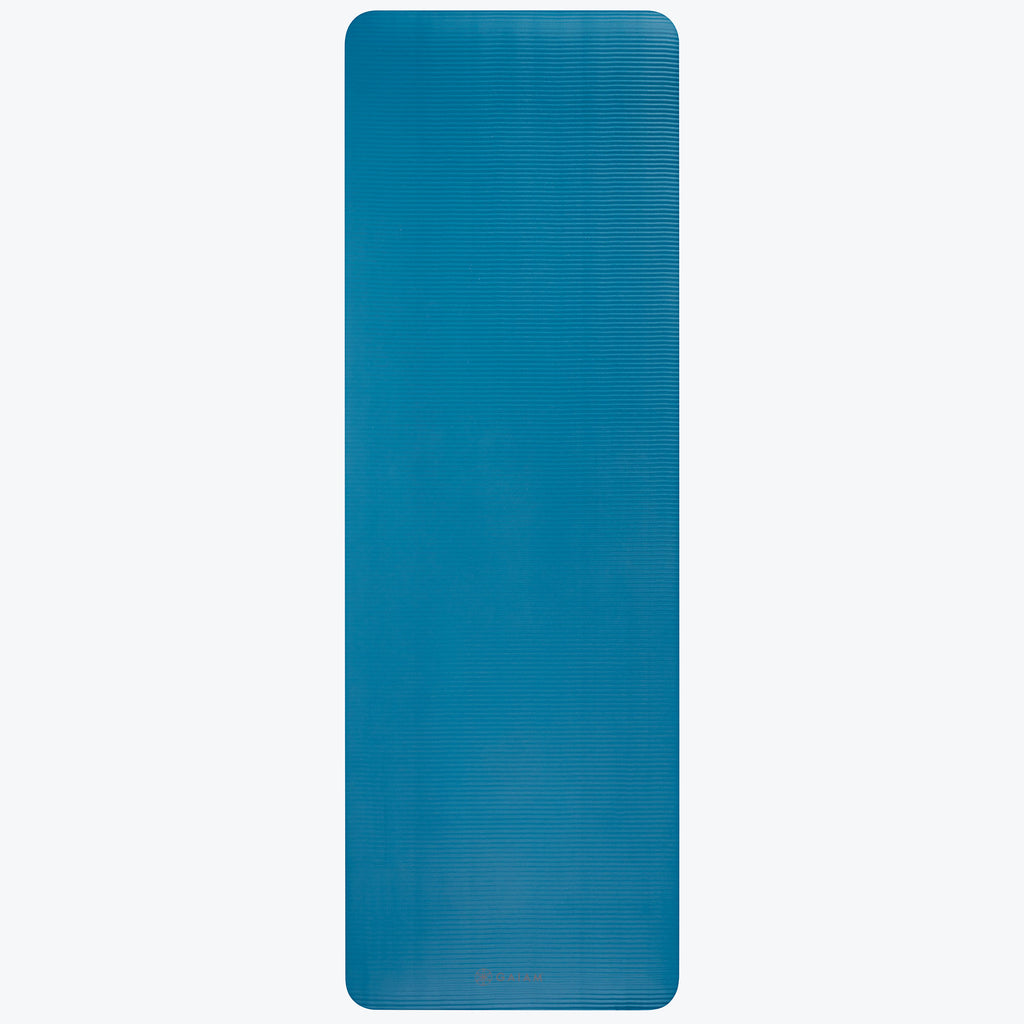 fitness mat blue rolled out