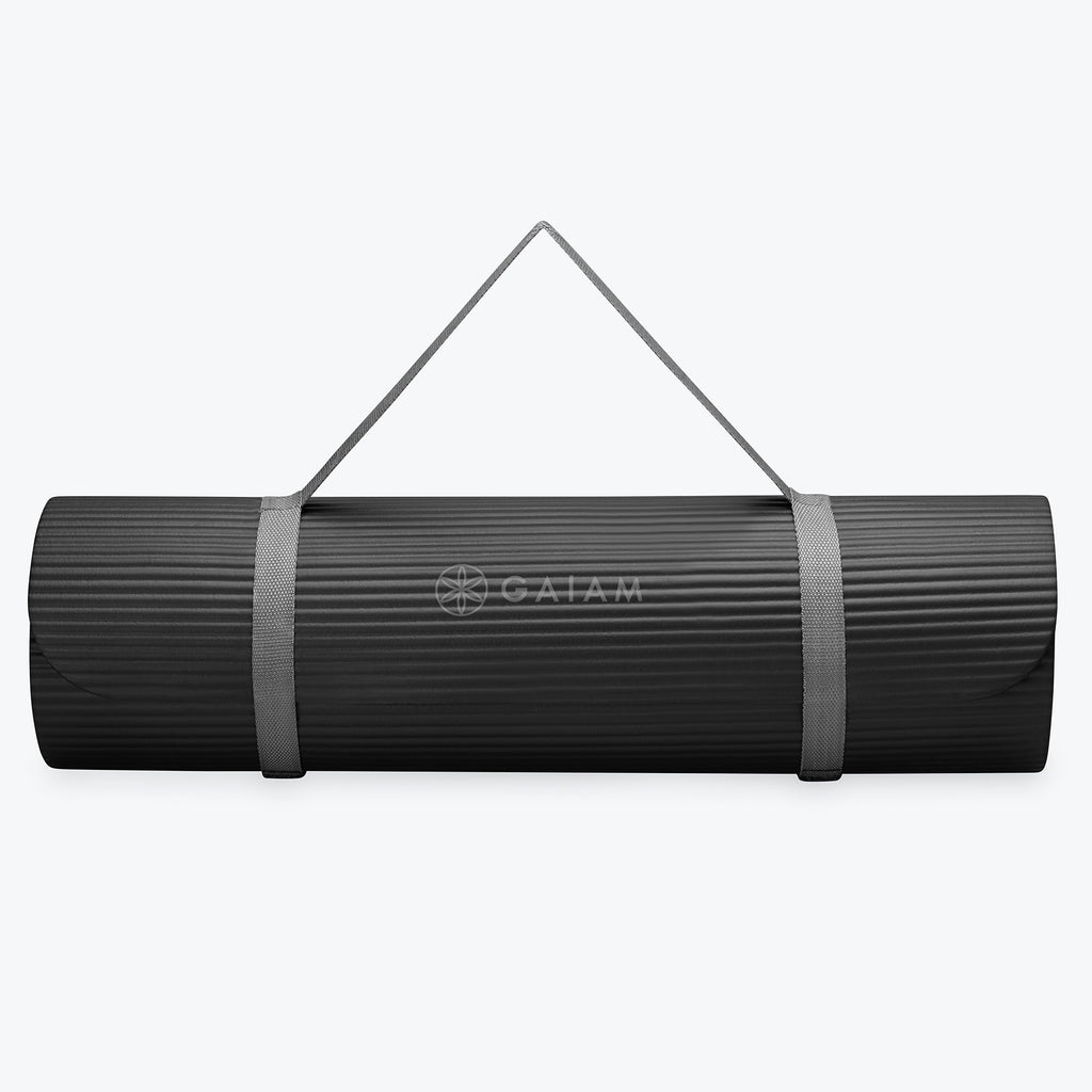 fitness mat black with strap