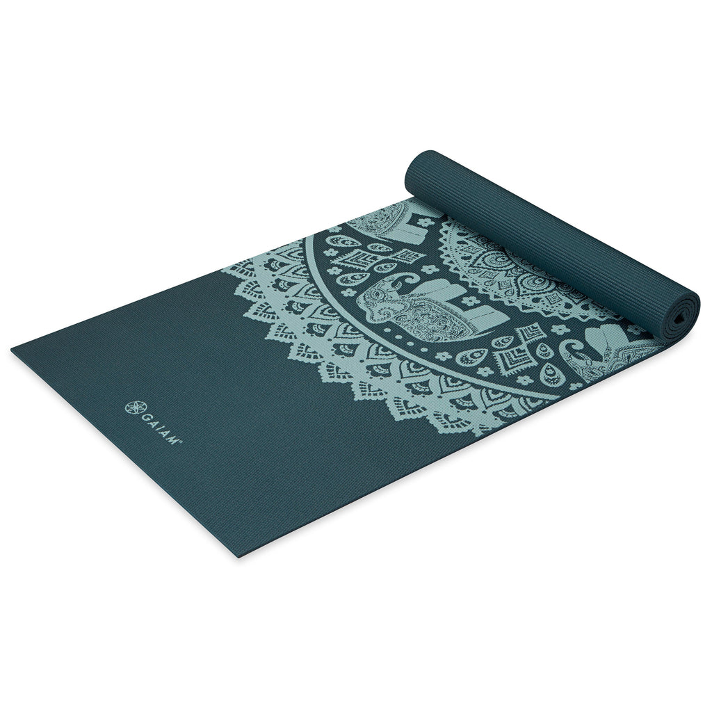 Premium Divine Journey Yoga Mat (6mm) angle top rolled