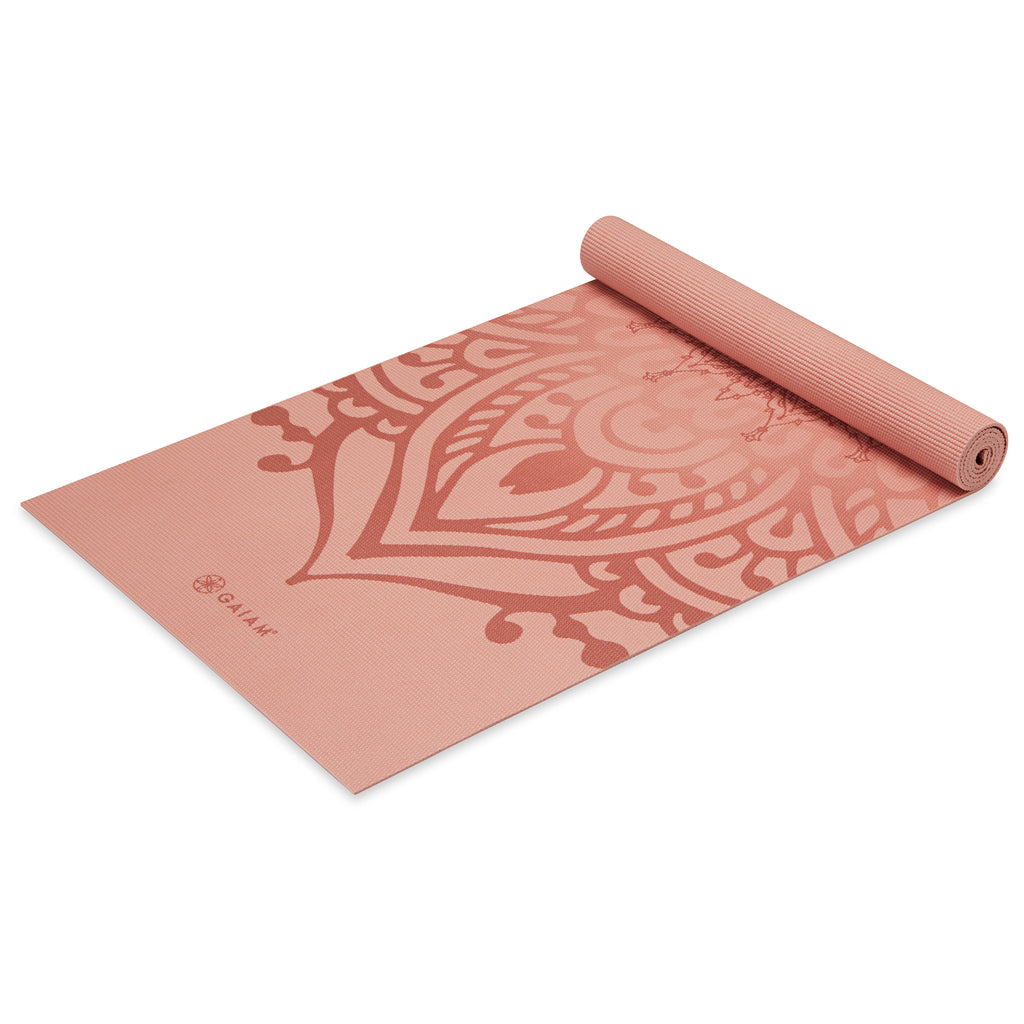 Cantaloupe Sundial Yoga Mat (5mm) top rolled angle