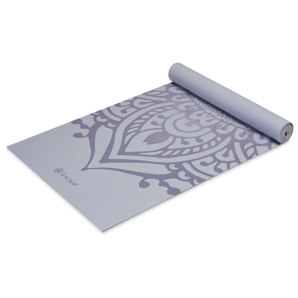 Wild Lilac Sundial Yoga Mat (5mm) top rolled angle
