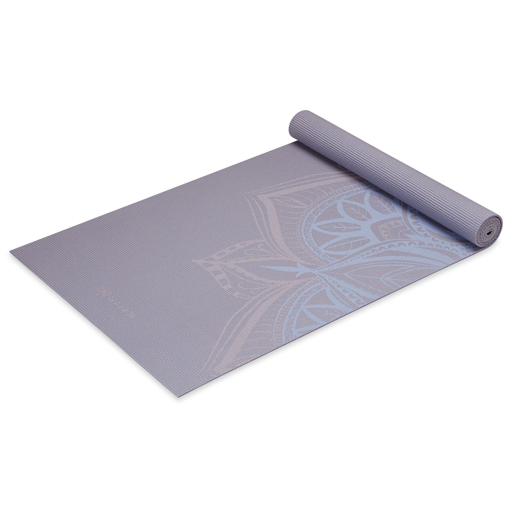 Dusty Purple Point Yoga Mat (5mm) top rolled angle