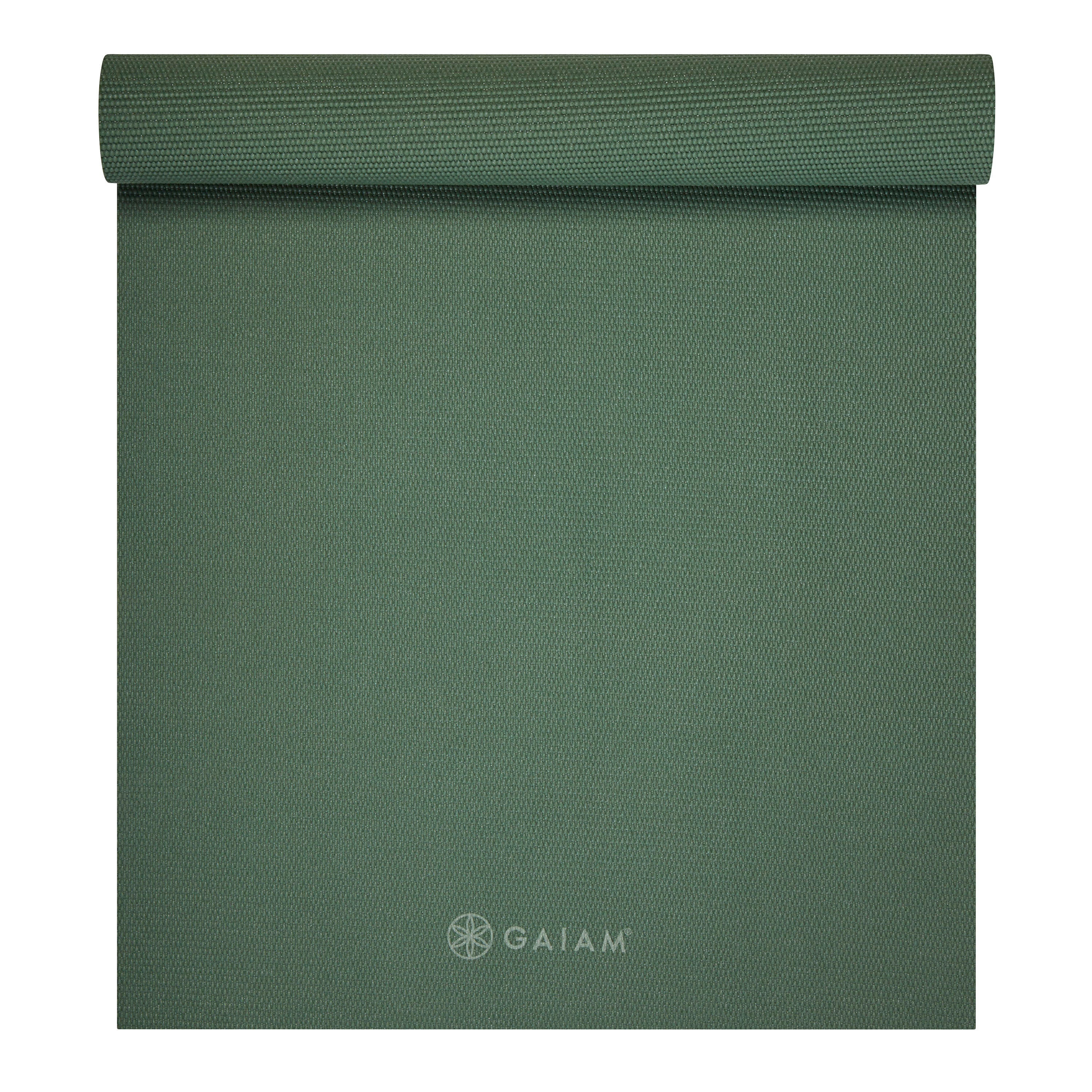Classic Solid Color Yoga Mat (5mm) Sagebrush top rolled