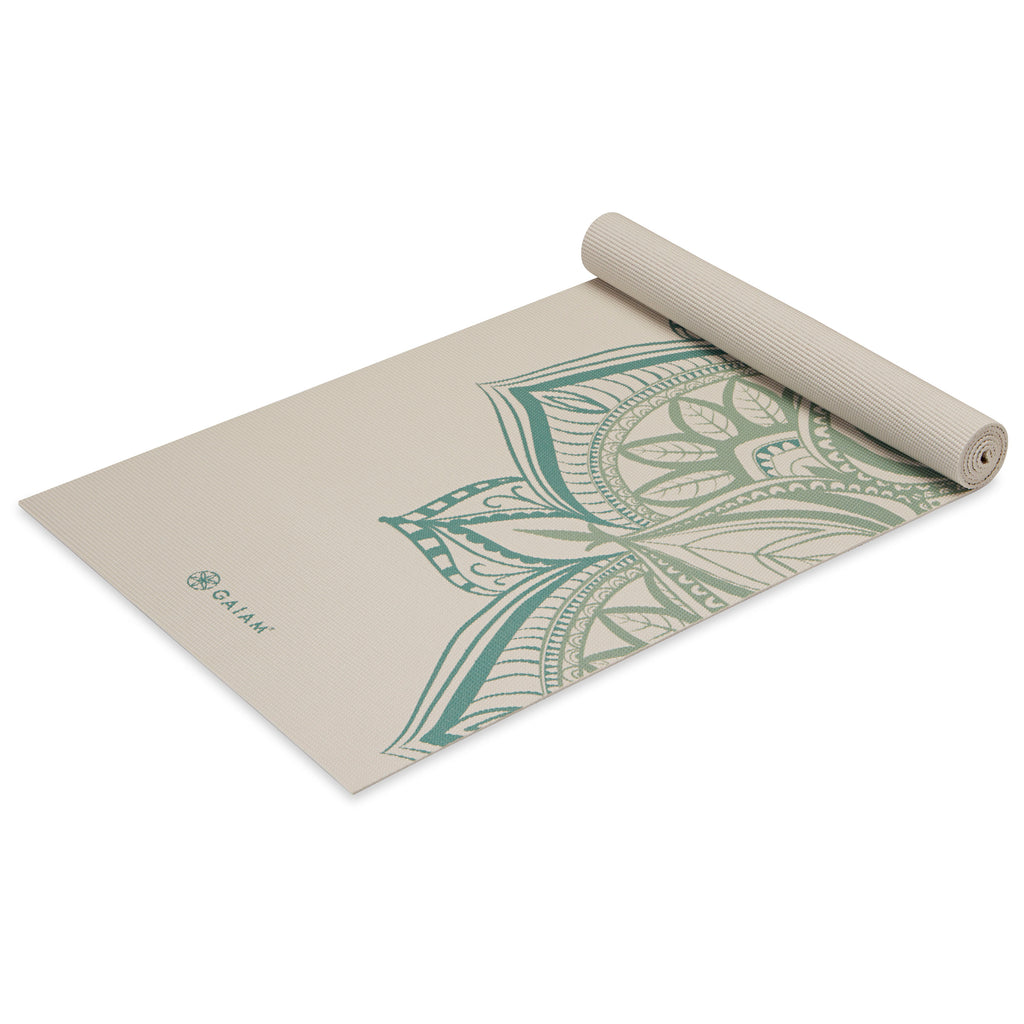Vintage Green Point Yoga Mat (5mm) top rolled angle