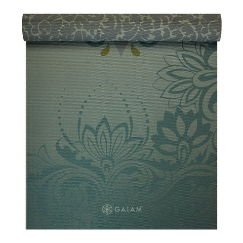 Premium Reversible Yoga Mat - Perpetual Blossom (6mm) top rolled