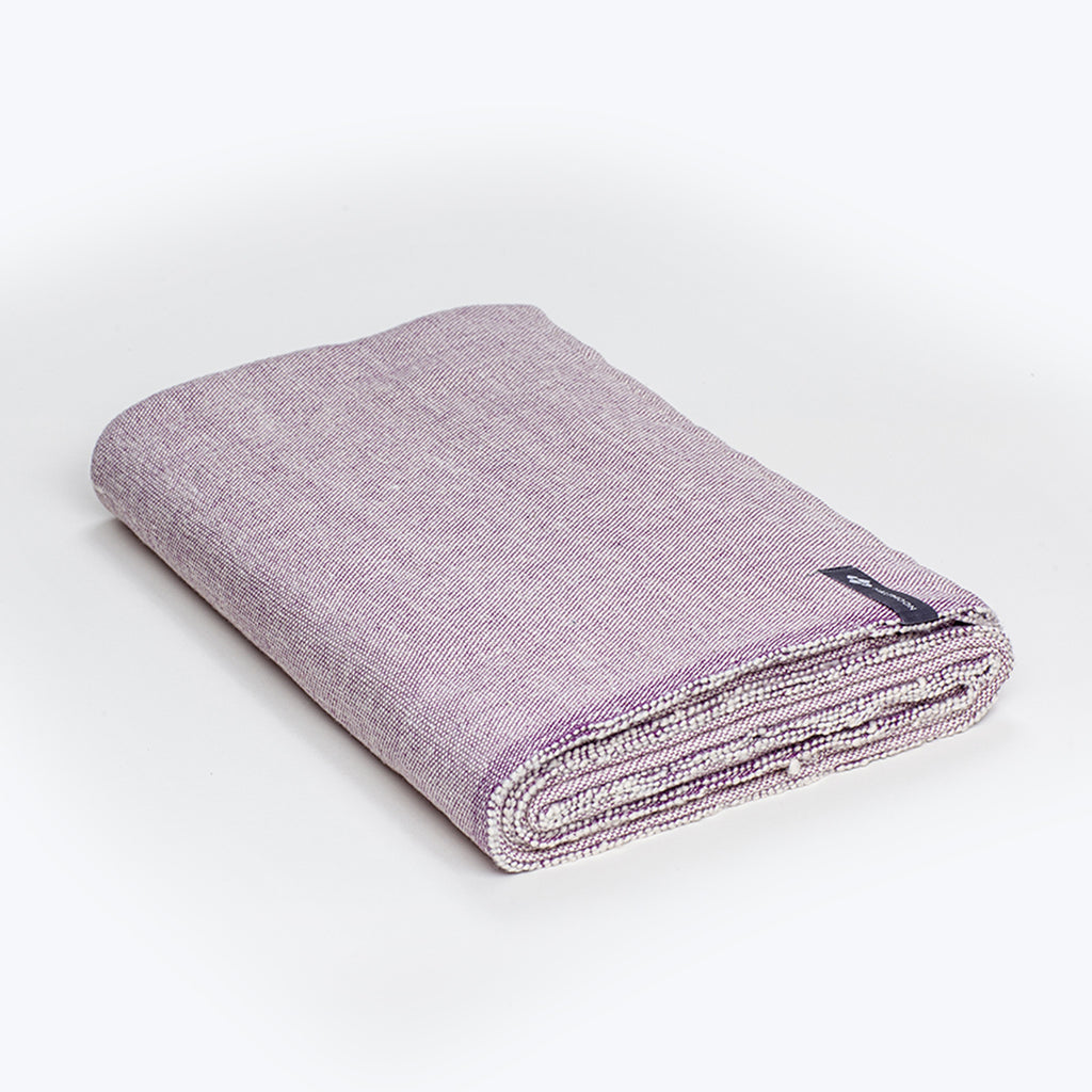 Halfmoon Cotton Yoga Blanket plum weave folded up