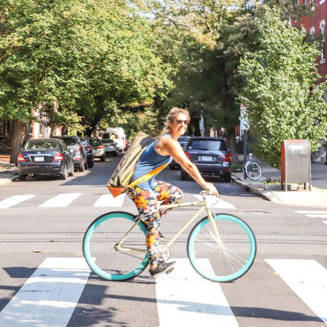 Bicycling with the ThePureBag® Hypo-Microbial Reversible Nature Yoga Bag