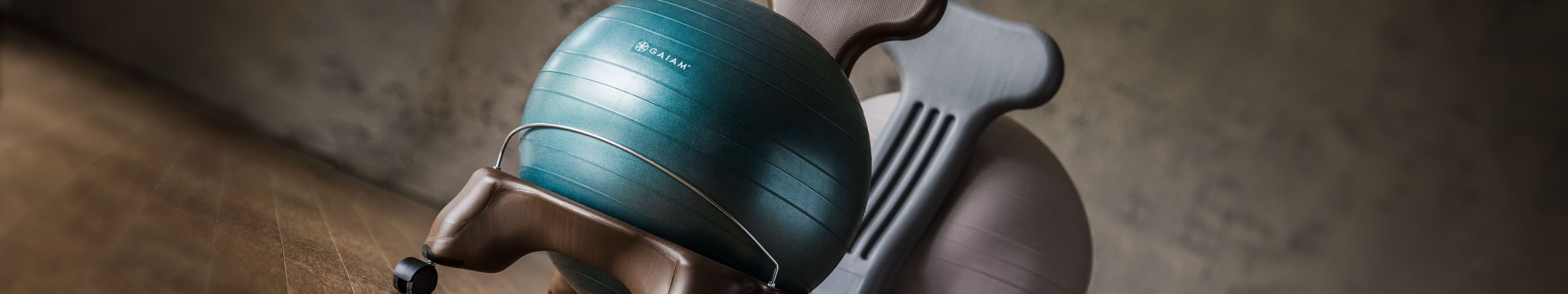 green and brown balance ball chair