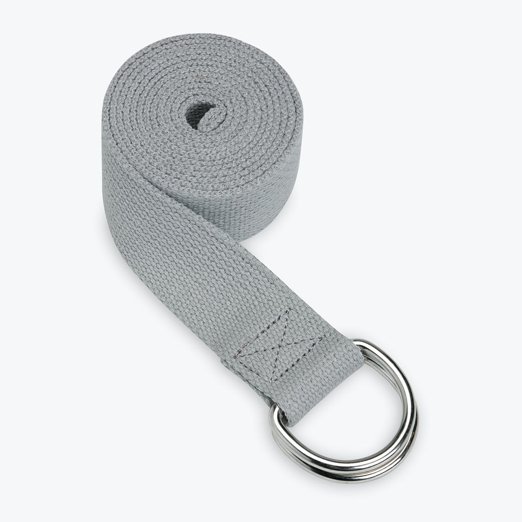 Gray 6 foot Cotton Yoga Strap