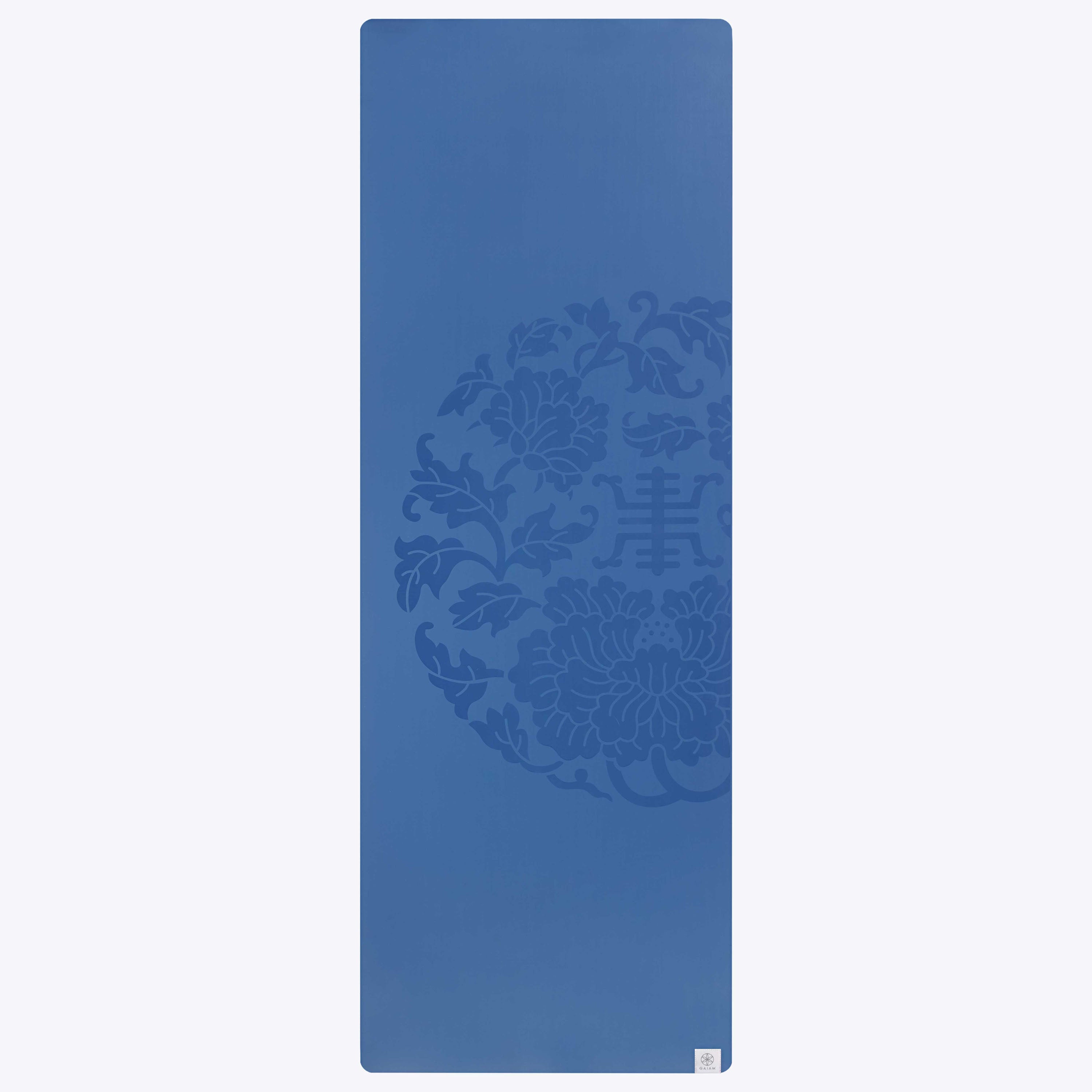 Performance Dry-Grip Yoga Mat (5mm) blue unrolled