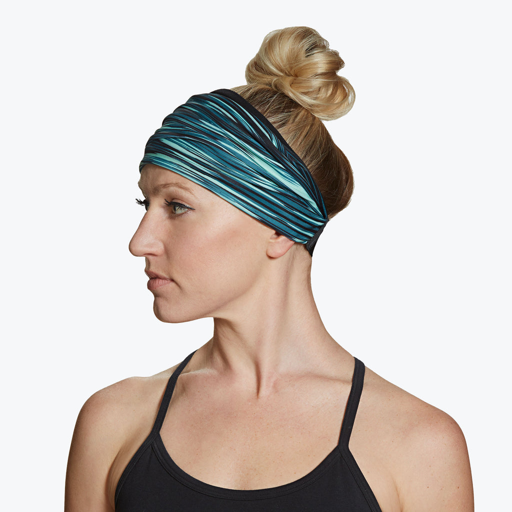 reversible extra-wide headband blue stripe