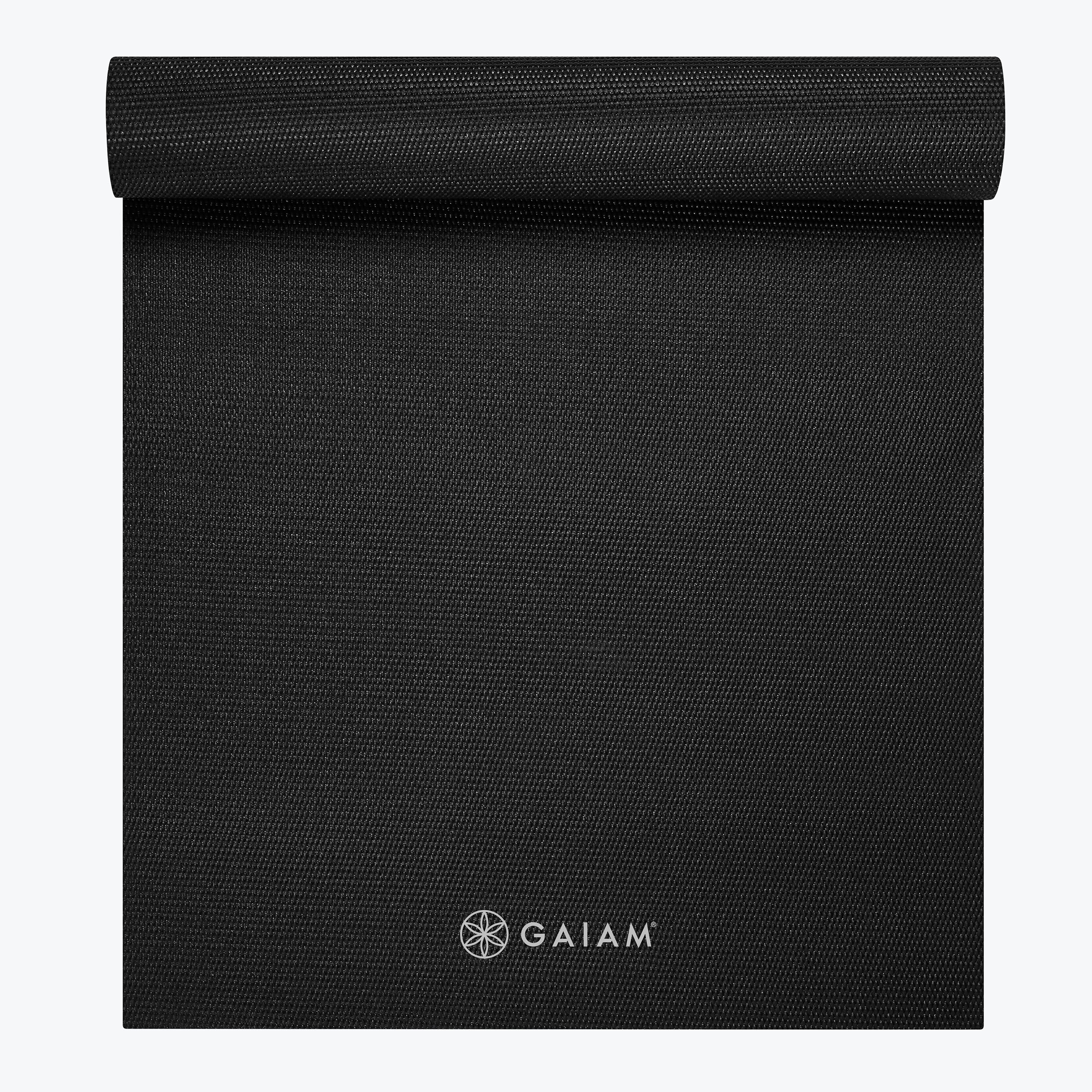 Black Classic Solid Color Yoga Mats (5mm) top rolled