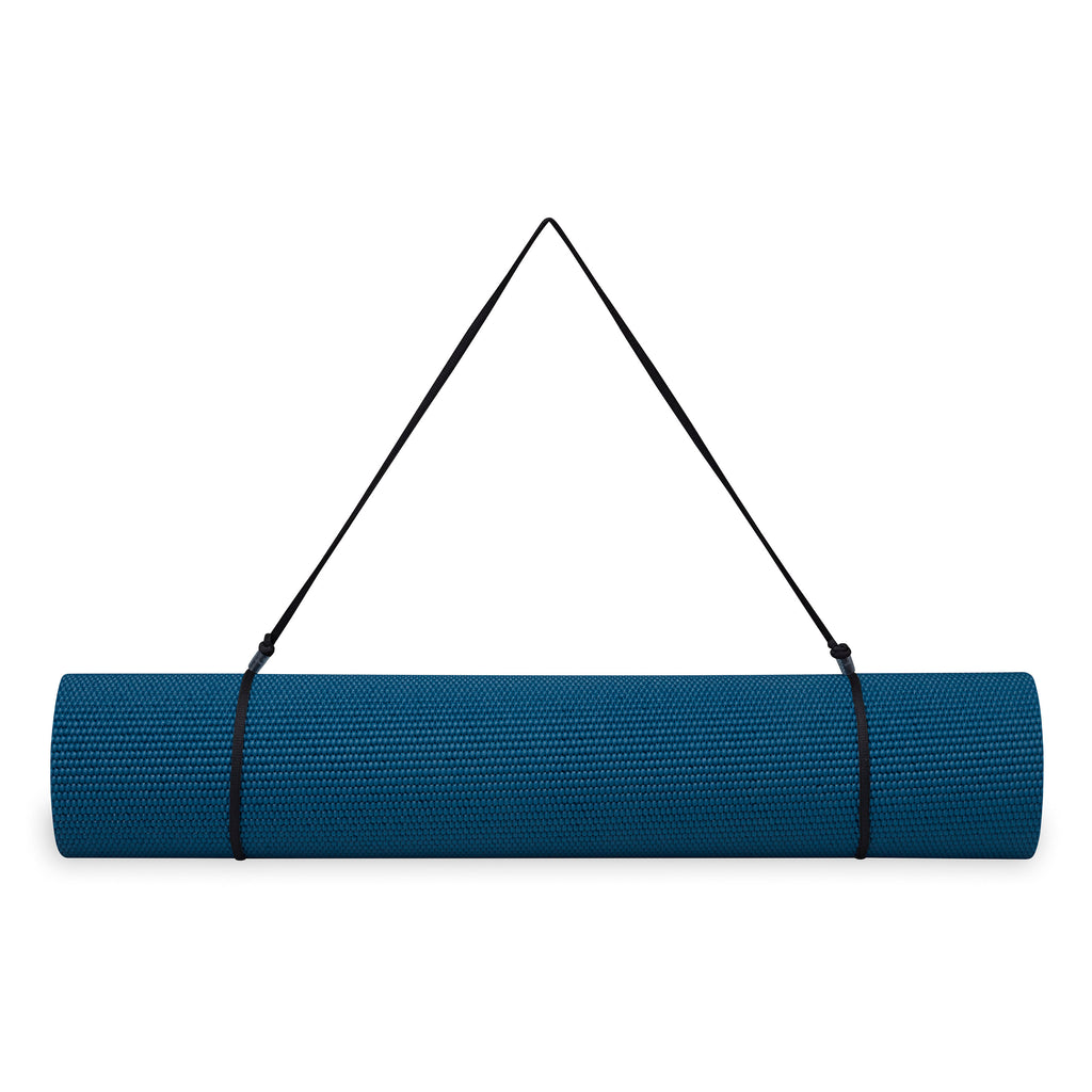 Gaiam Essentials Yoga Mat navy rolled with sling