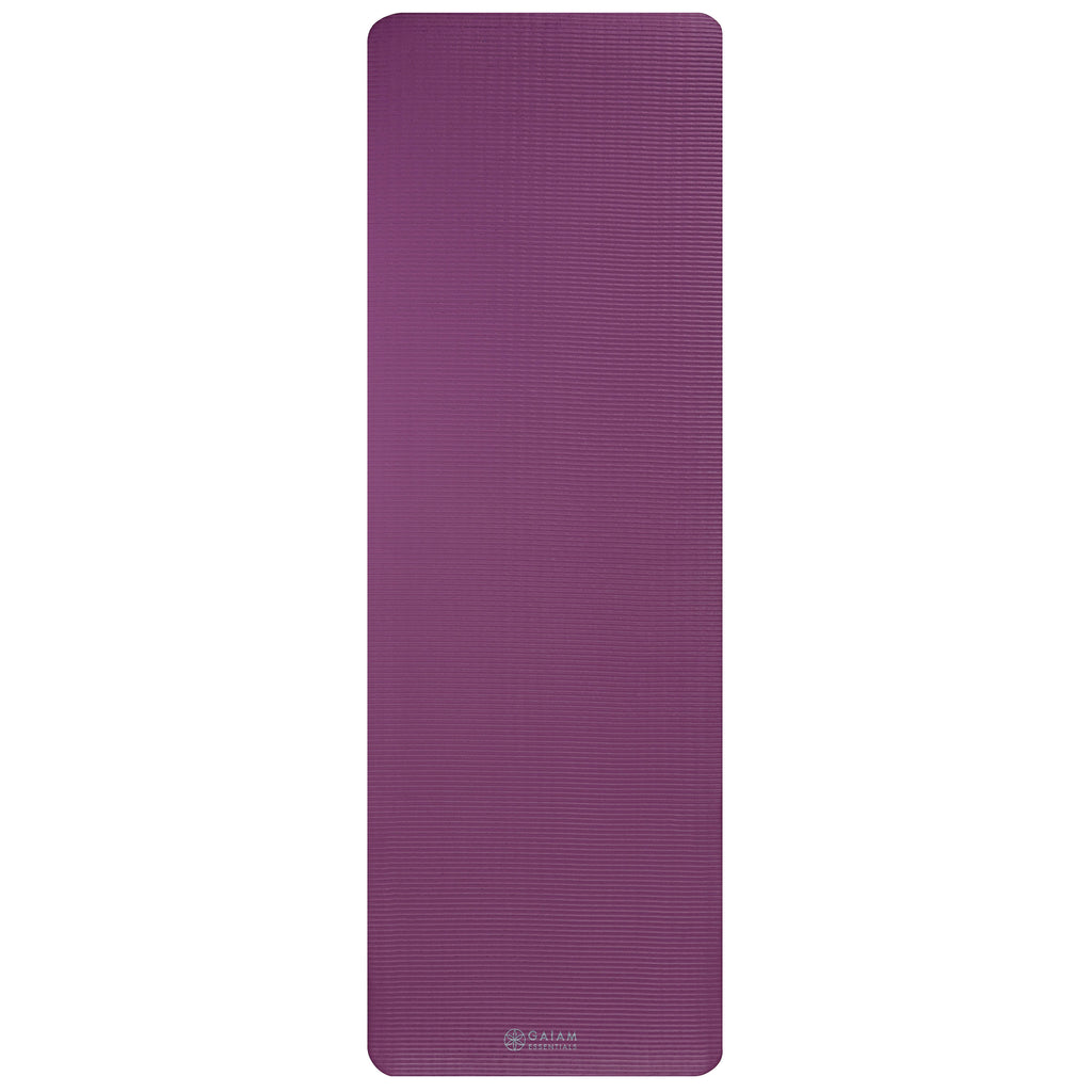 Gaiam Essentials Fitness Mat & Sling (10mm) Purple flat