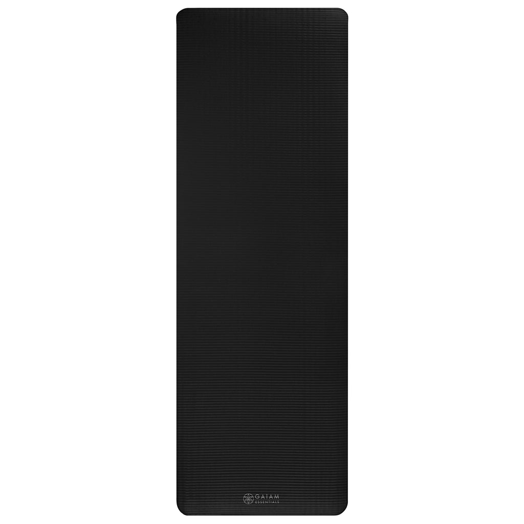 Gaiam Essentials Fitness Mat & Sling (10mm) Black flat