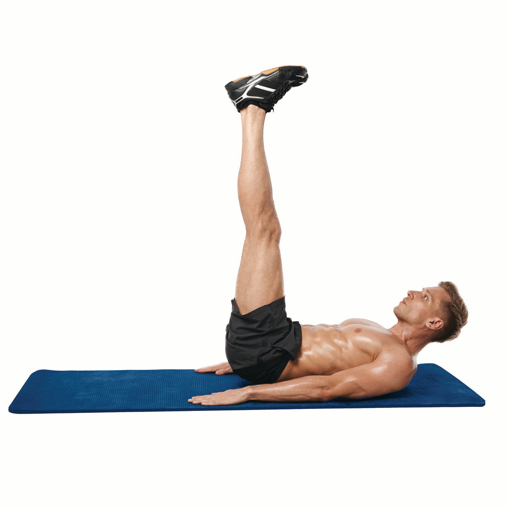 man doing legs up the wall core moves on the gaiam essentials fitness mat