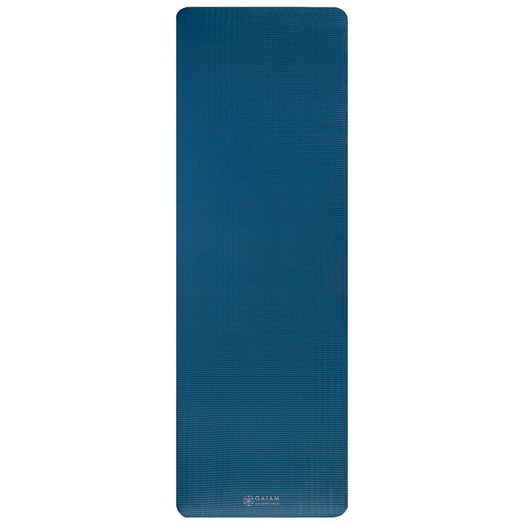 Gaiam Essentials Fitness Mat & Sling (10mm) Navy flat