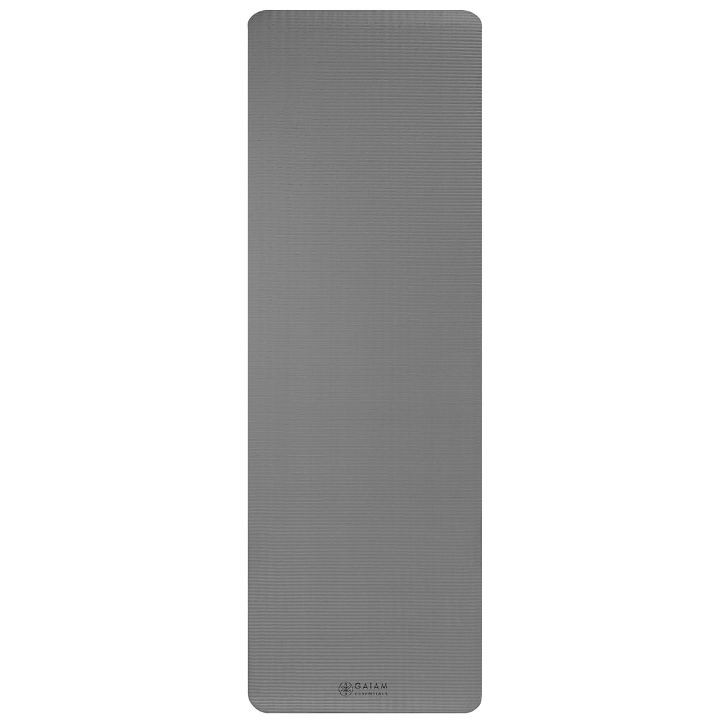 Gaiam Essentials Fitness Mat & Sling (10mm) Grey flat