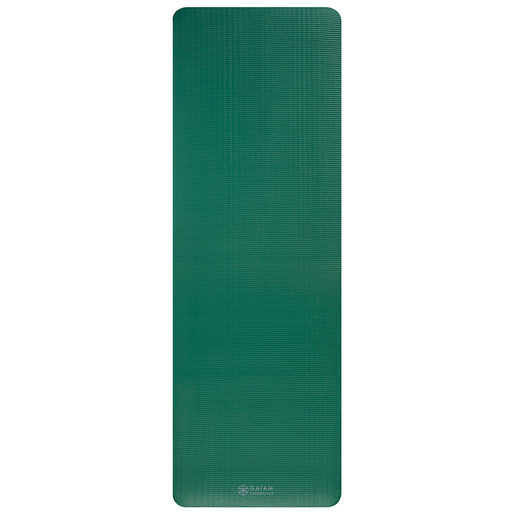 Gaiam Essentials Fitness Mat & Sling (10mm) Green flat