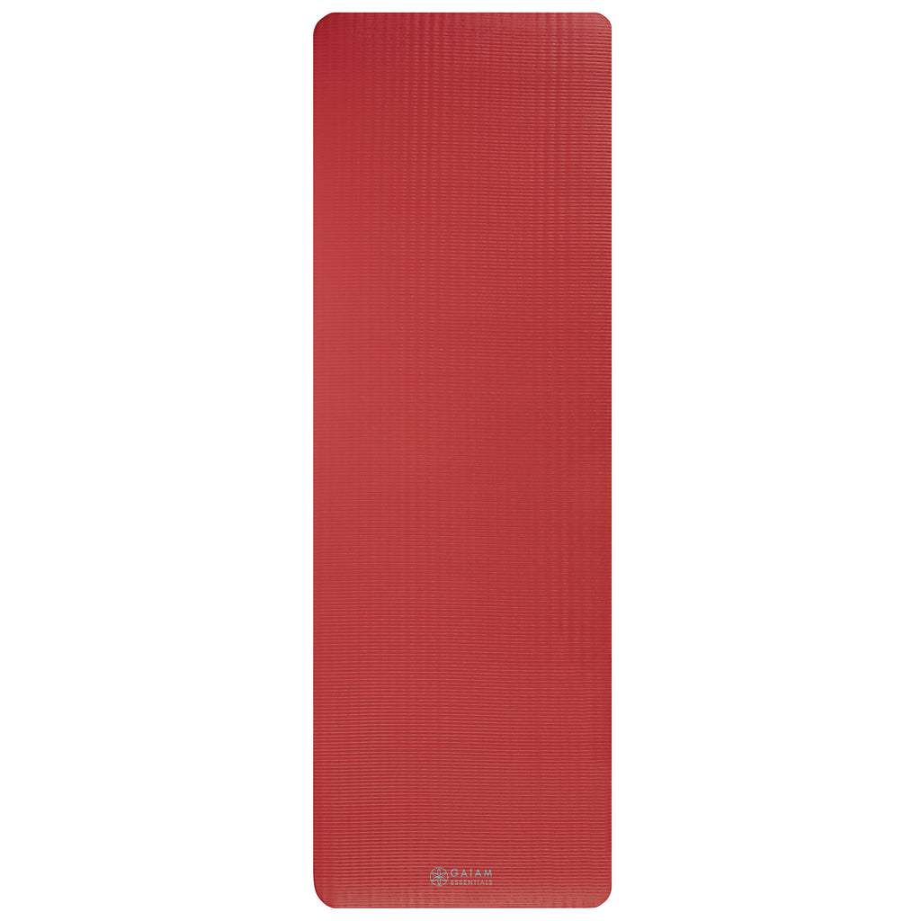 Gaiam Essentials Fitness Mat & Sling (10mm) Red flat