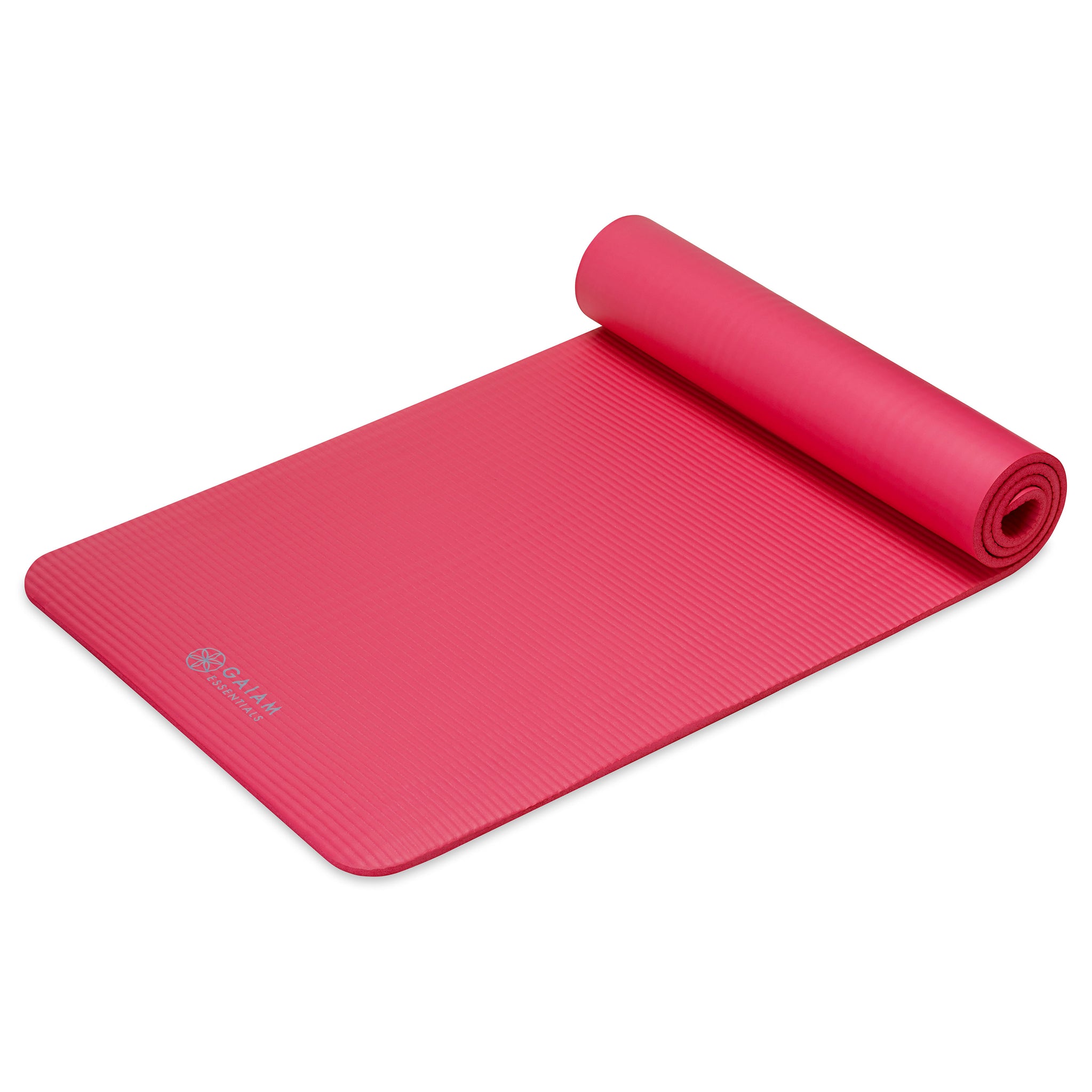 Gaiam Essentials Fitness Mat & Sling (10mm) Pink flat