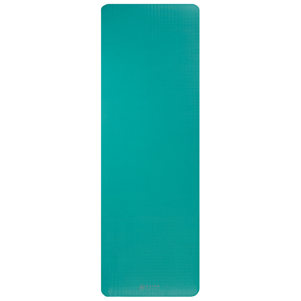 Gaiam Essentials Fitness Mat & Sling (10mm) Teal flat