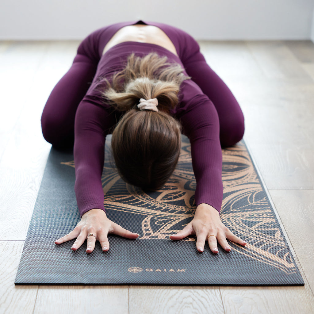 Premium Metallic Medallion Yoga Mat (6mm) child's pose