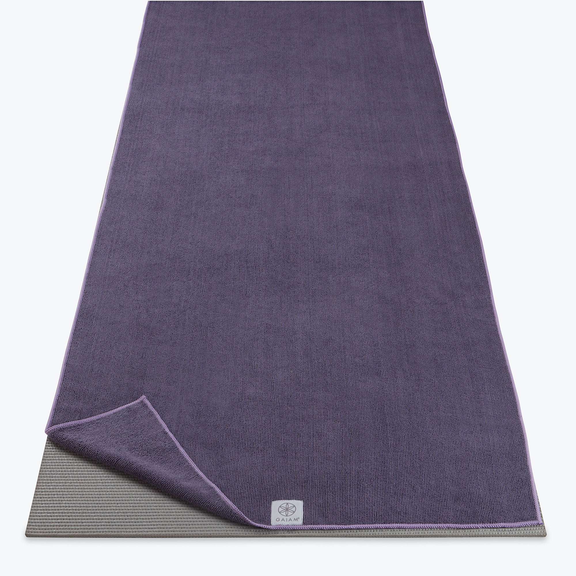 Gaiam Yoga Mat Towel Non Slip Pockets Fast Dry Purple Pilates Hot