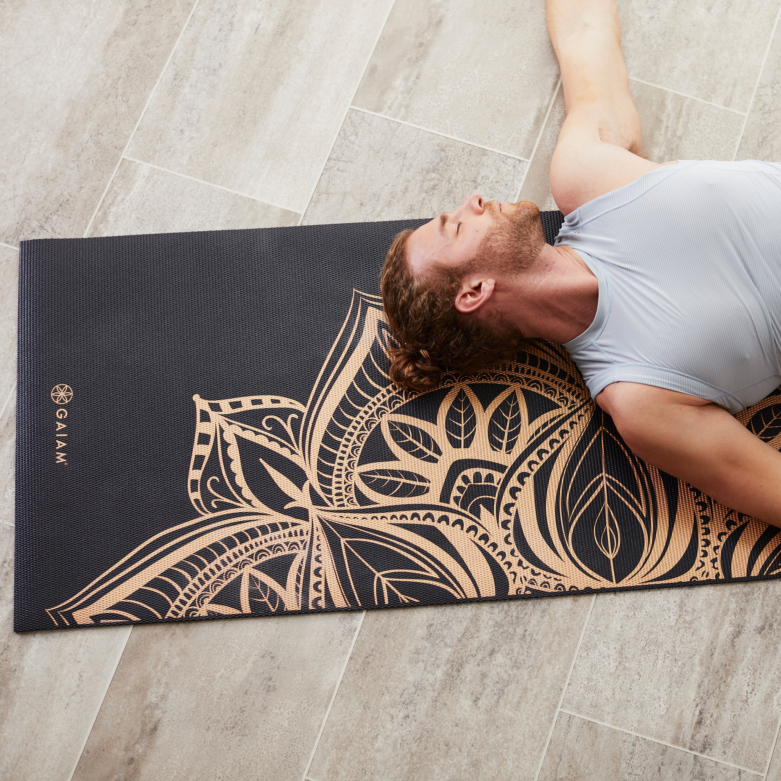 Premium Reversible Marbled Bronze Medallion Yoga Mat (6mm)