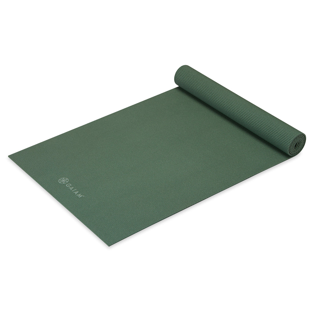 Classic Solid Color Yoga Mat (5mm) Sagebrush top rolled angle