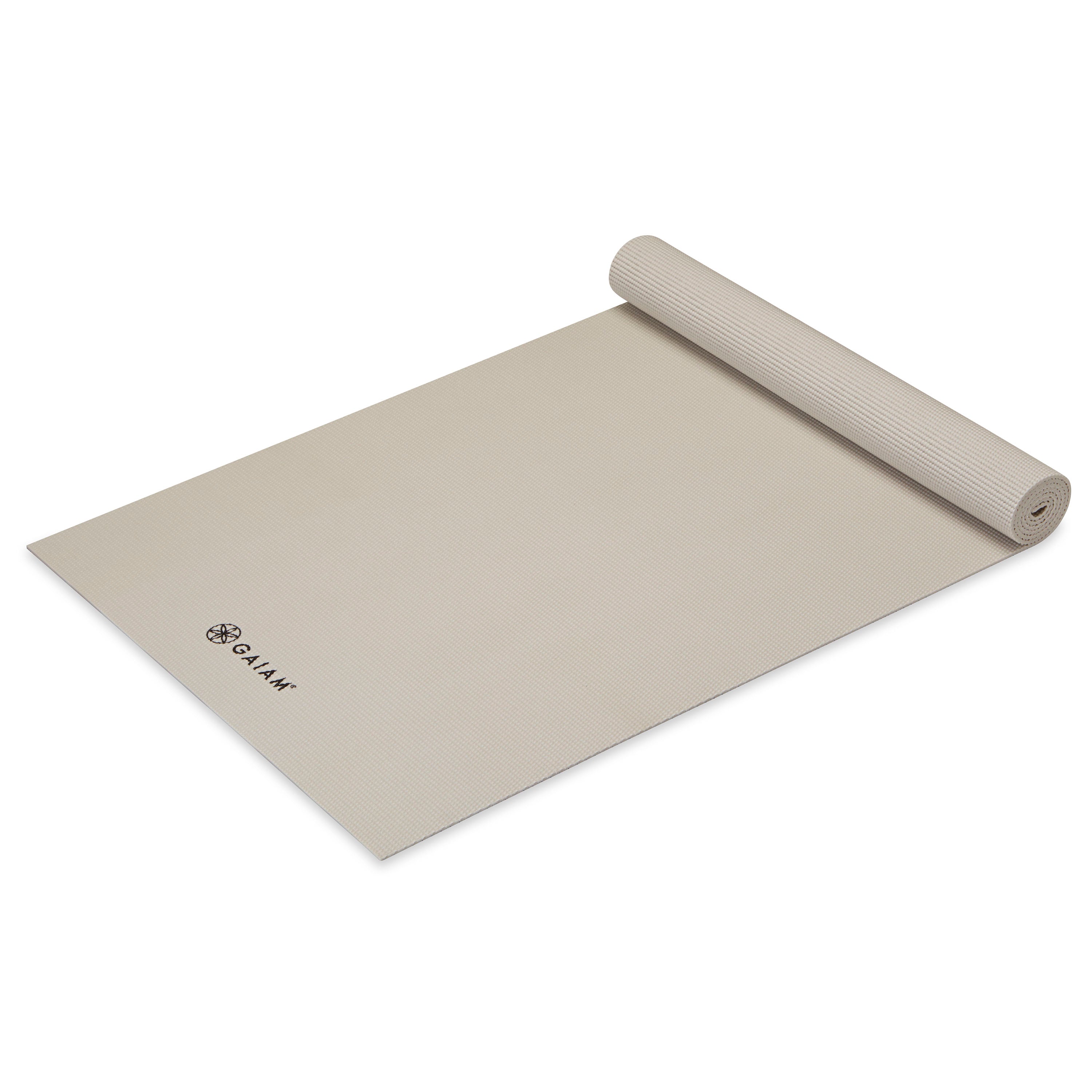 Classic Solid Color Yoga Mat (5mm) Sandstone top rolled angle
