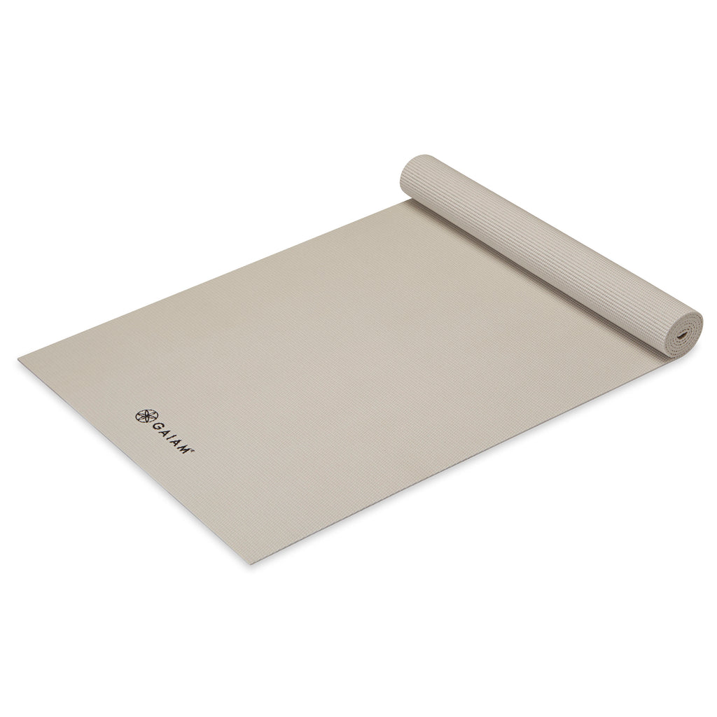 Classic Solid Color Yoga Mat (5mm) Sandstone top rolled angle