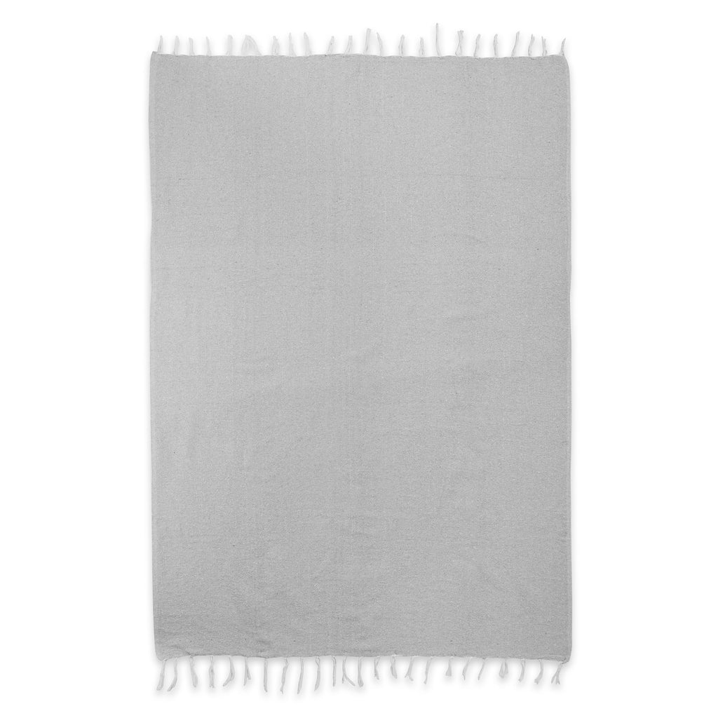 Traditional Mexican Woven Blanket Gray Flat