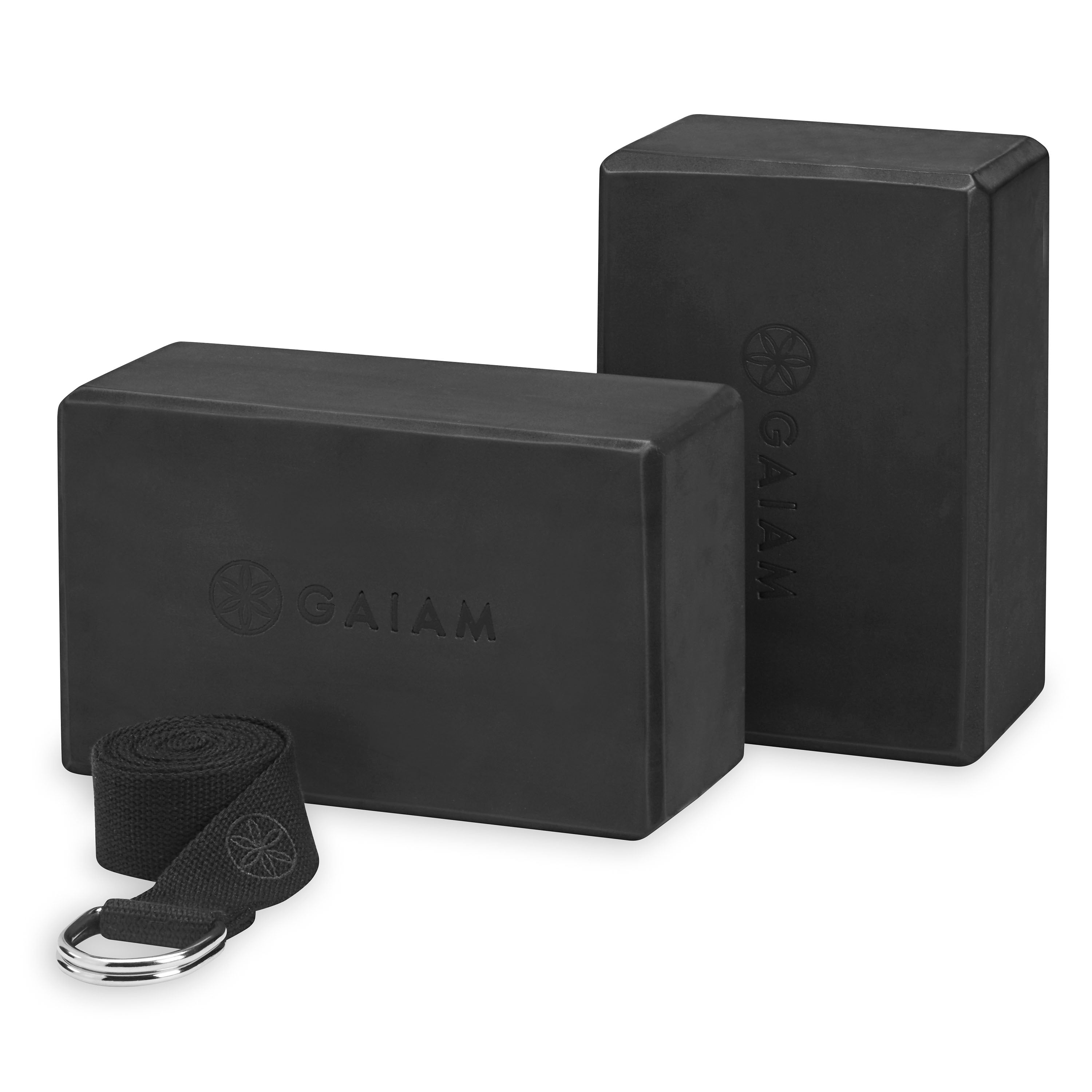 Gaiam Essentials Yoga Block 2 Pack & Yoga Strap Set